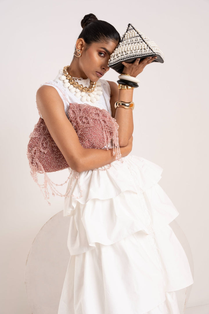 Pearl Beaded Triangle Bag - Zabella