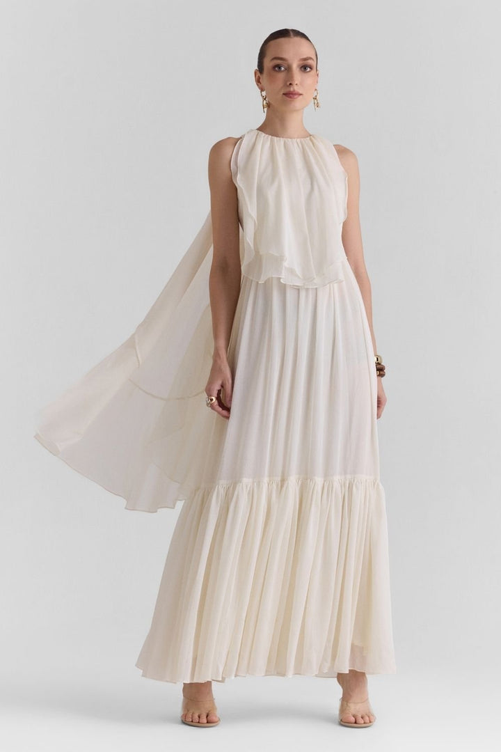 Pearl Ruffled Maxi Dress - Zabella
