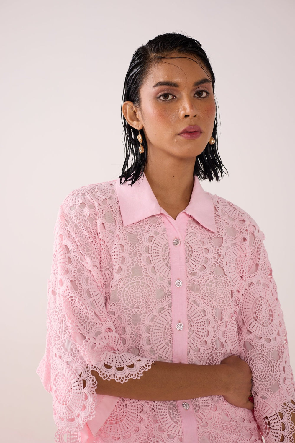 Pink Flora Lace Co Ord Set - Zabella