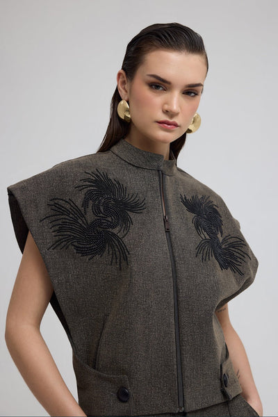 Porto Denim Embroidered Shaket - Zabella