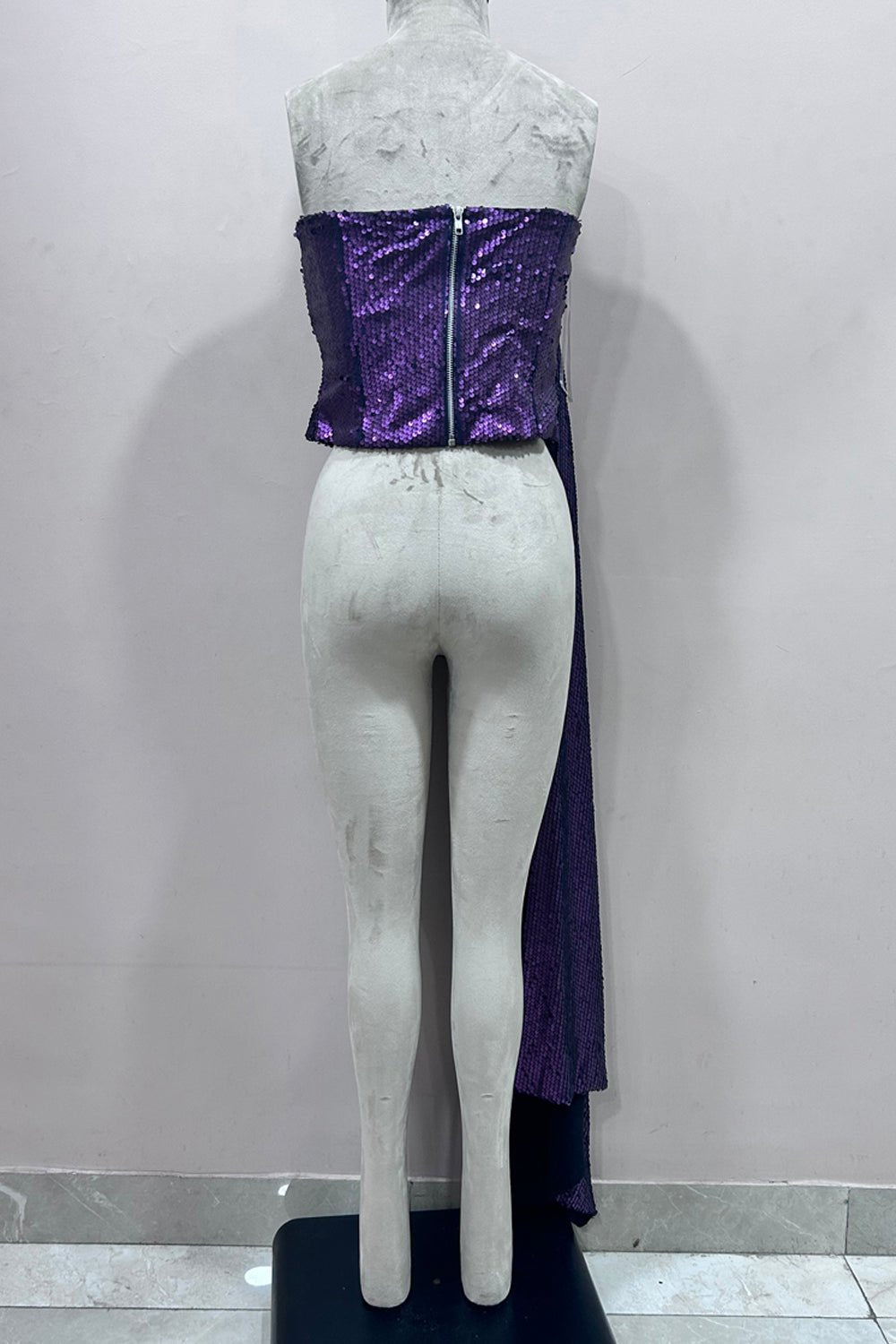 Purple Sequin Draped Top - Zabella