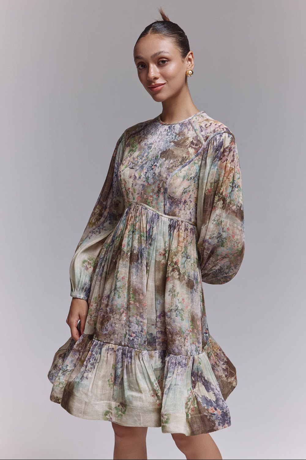 Quinn Printed Silk Linen Dress - Zabella