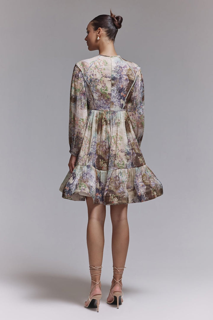 Quinn Printed Silk Linen Dress - Zabella