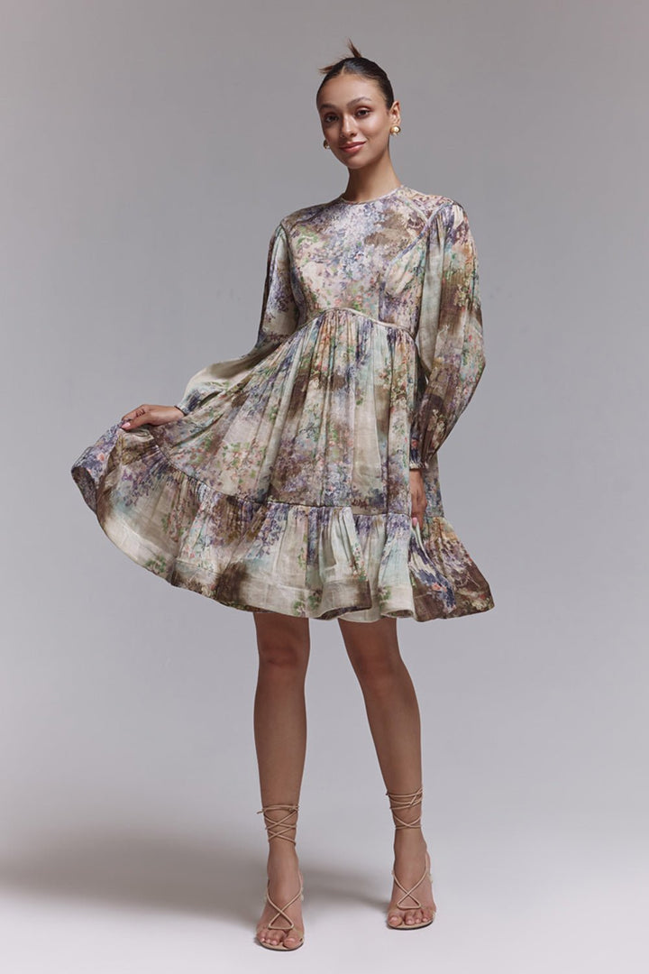 Quinn Printed Silk Linen Dress - Zabella