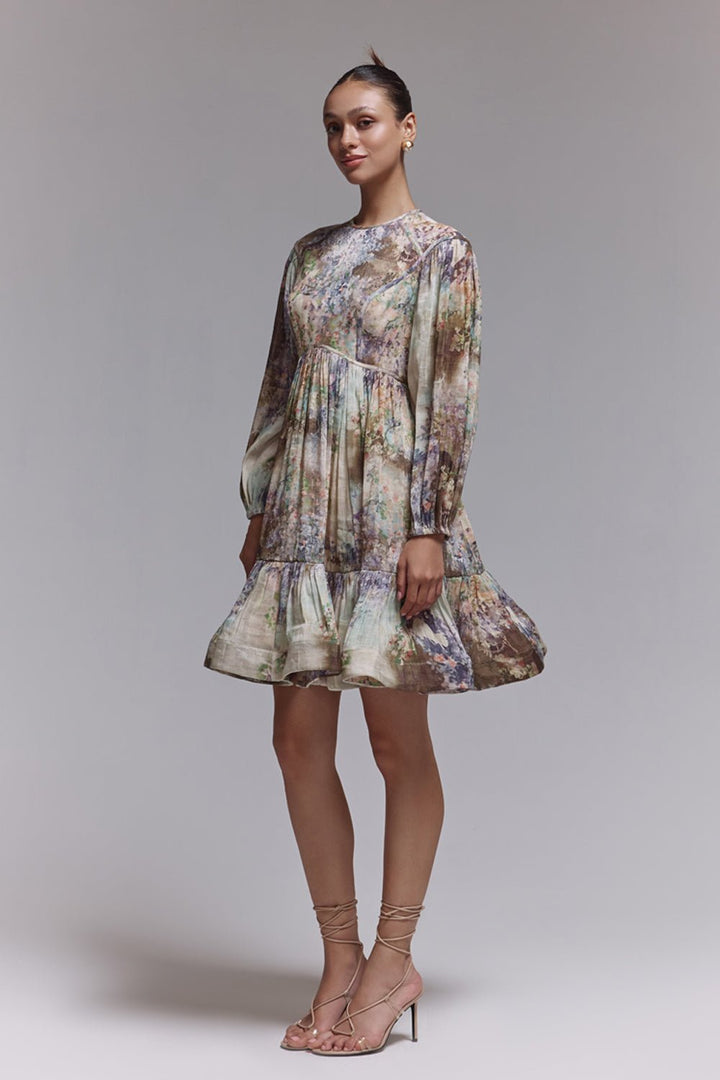 Quinn Printed Silk Linen Dress - Zabella