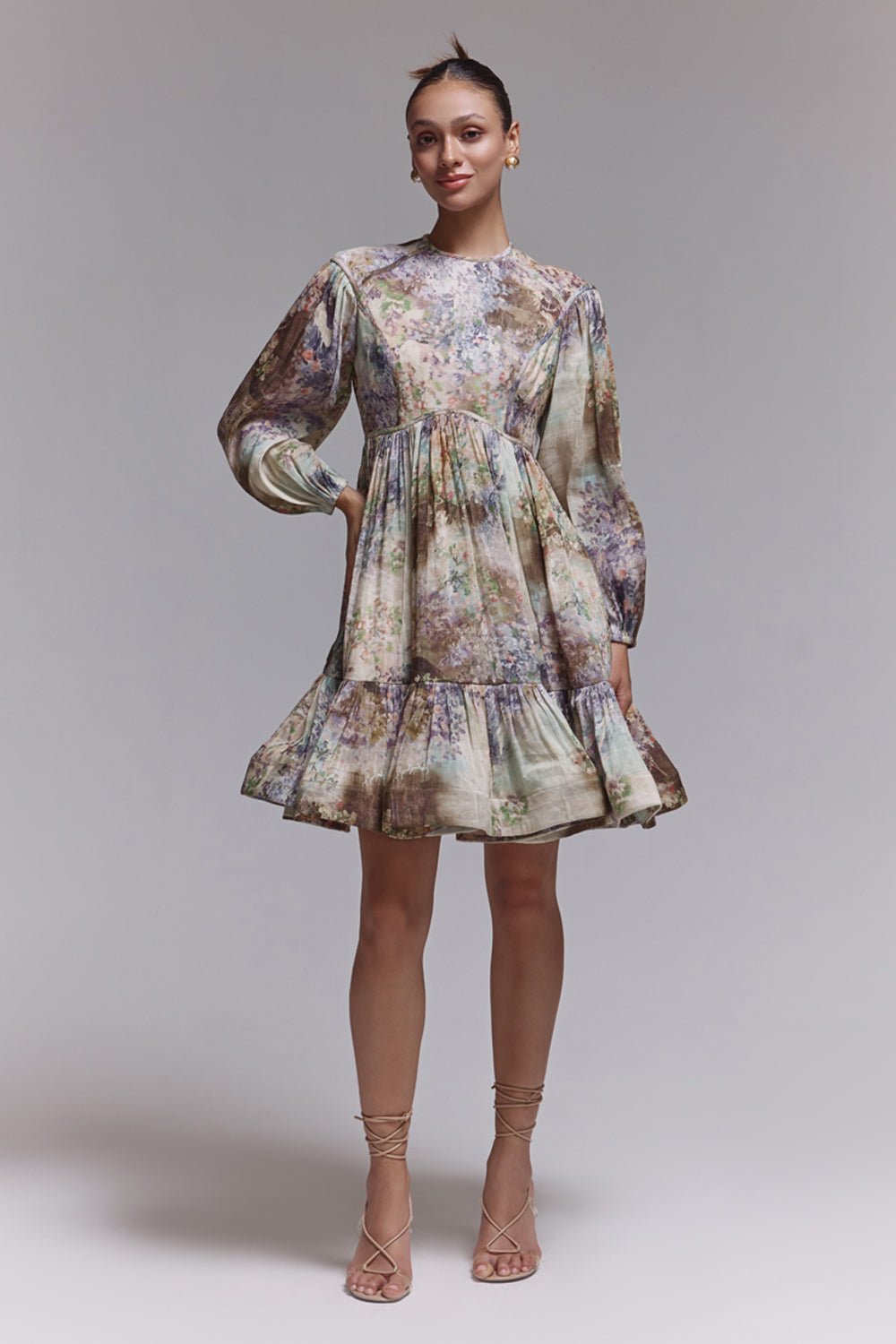 Quinn Printed Silk Linen Dress - Zabella