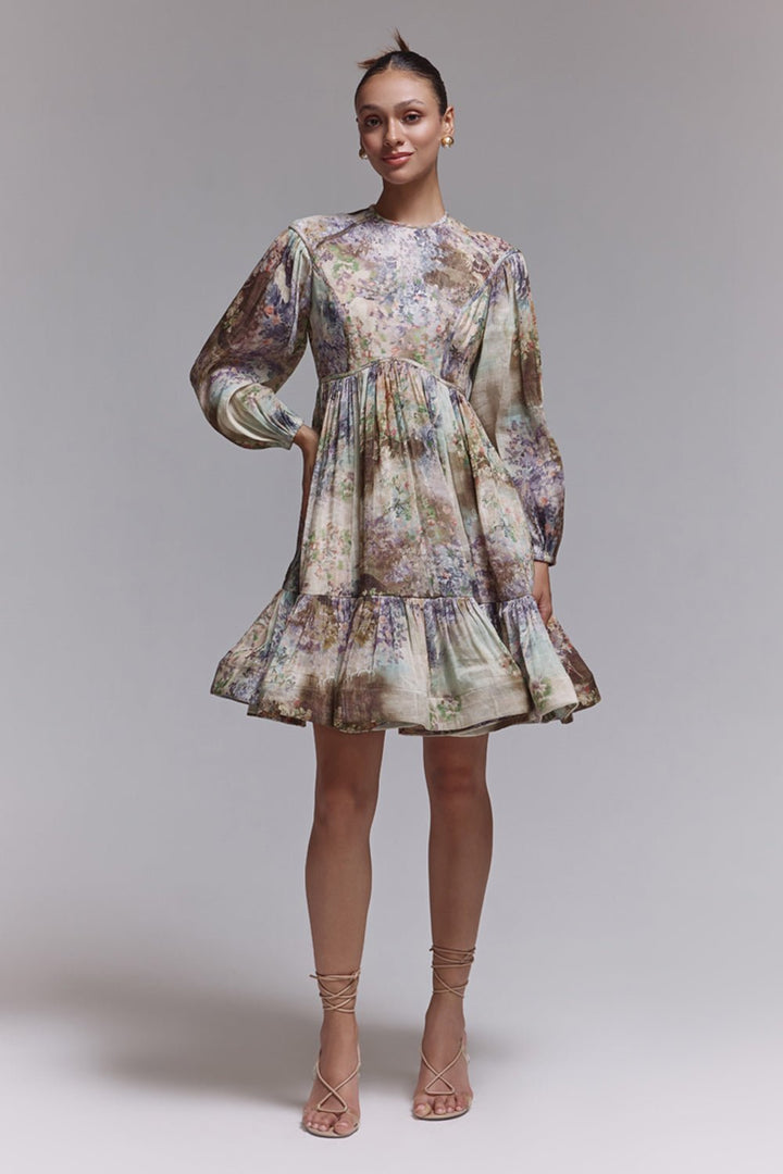 Quinn Printed Silk Linen Dress - Zabella