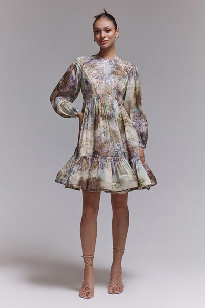Quinn Printed Silk Linen Dress - Zabella