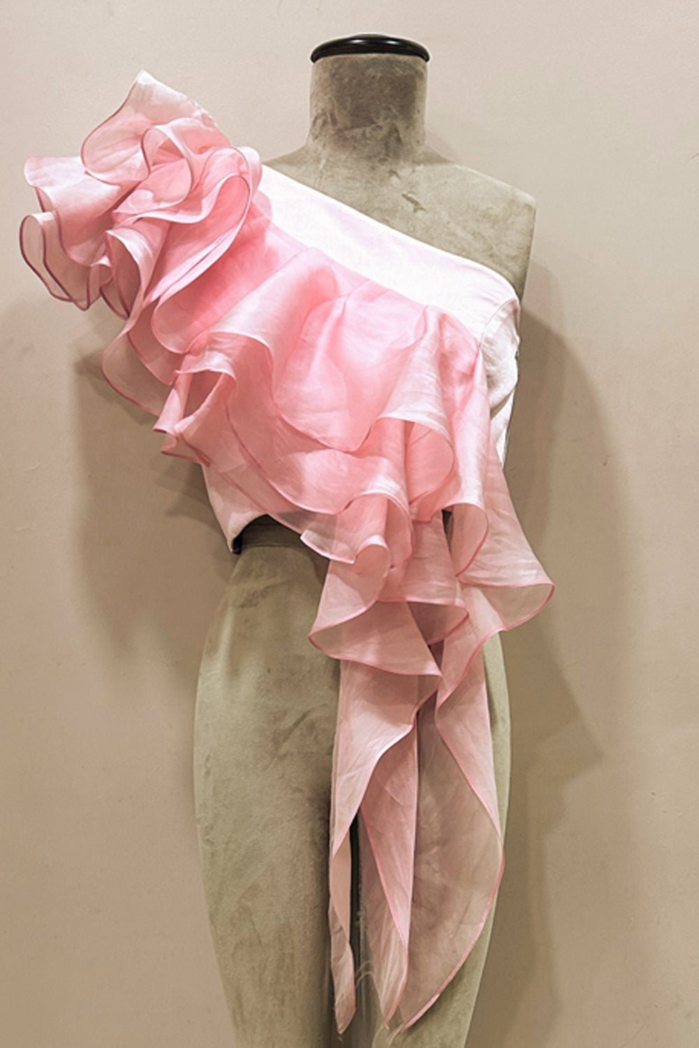 Rose Organza One Shoulder Top - Zabella