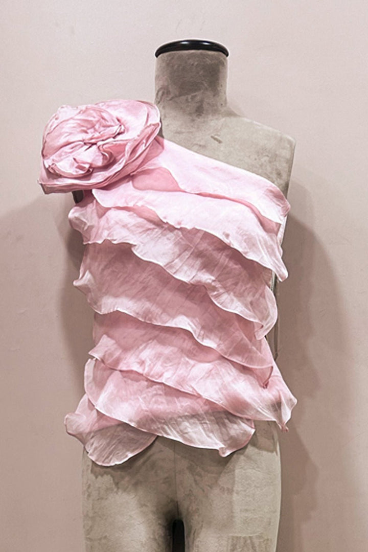 Rose Organza Ruffled Top - Zabella