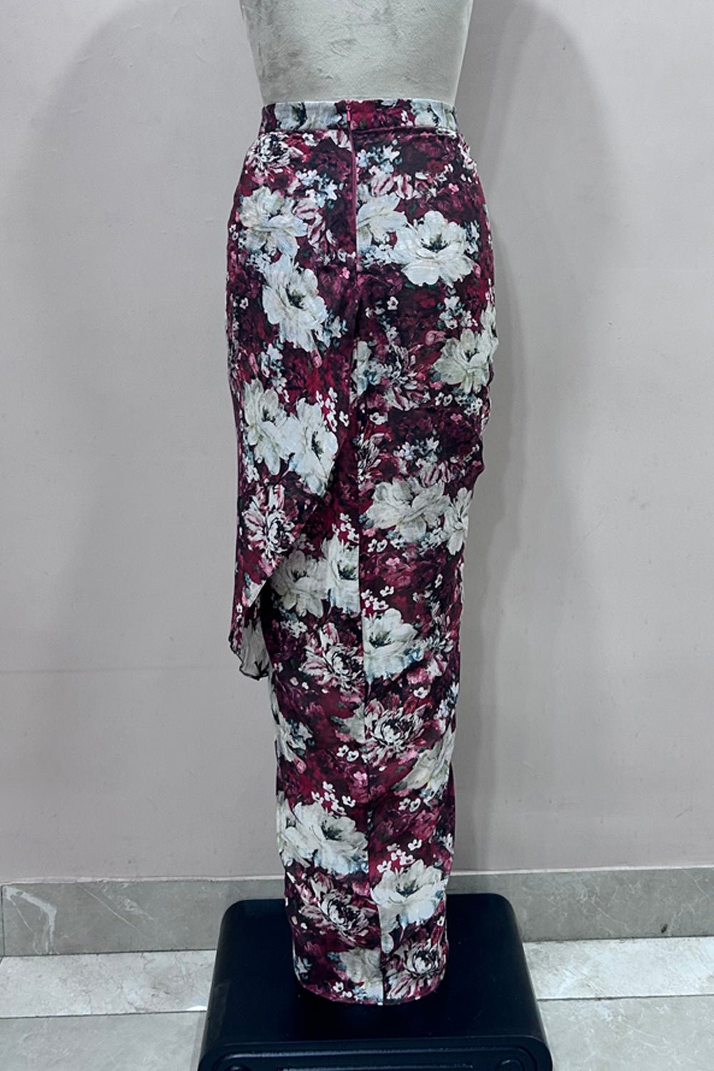 Rose Print Draped Skirt - Zabella