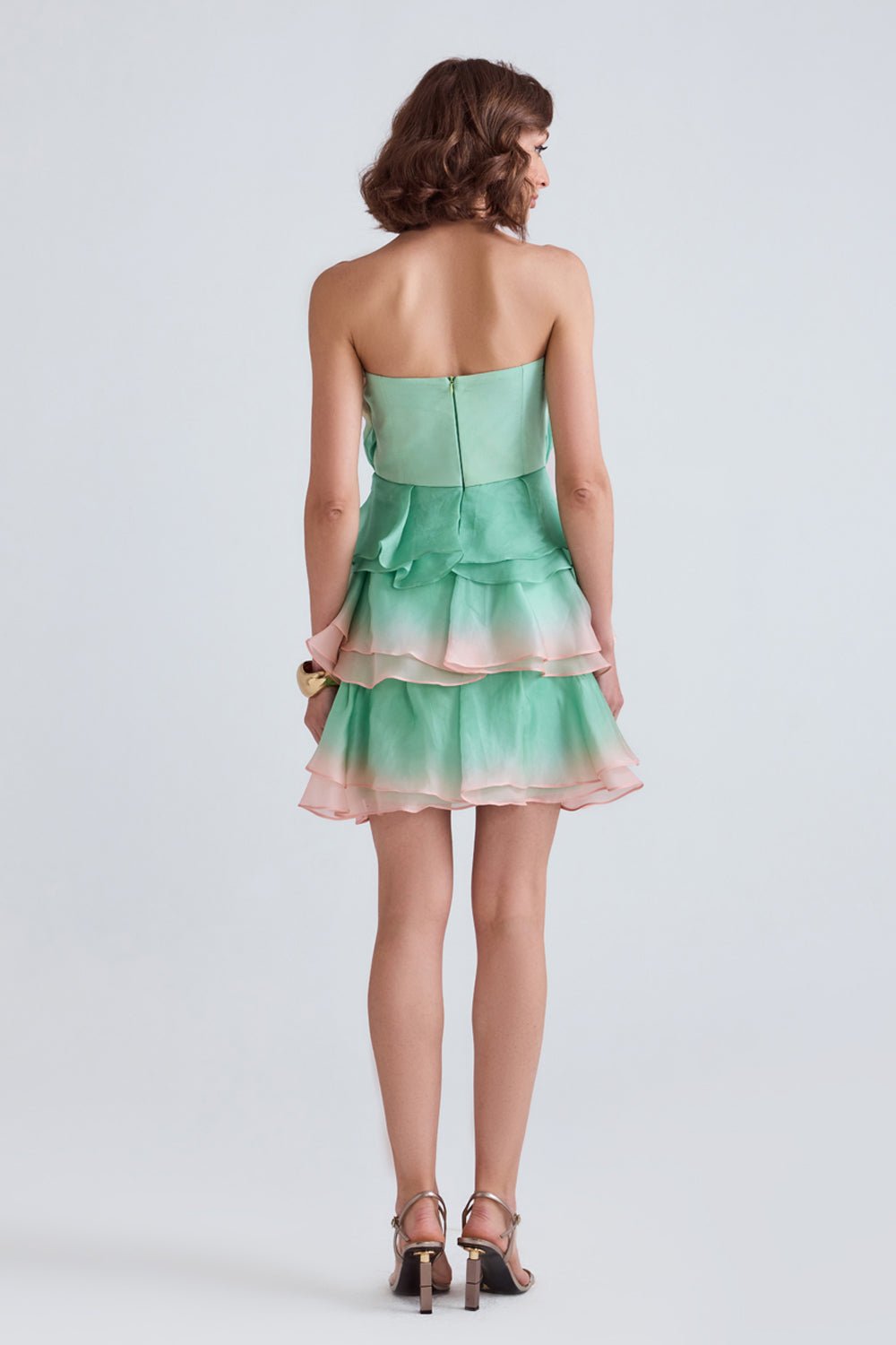 Sage Ombre Organza Mini Dress - Zabella