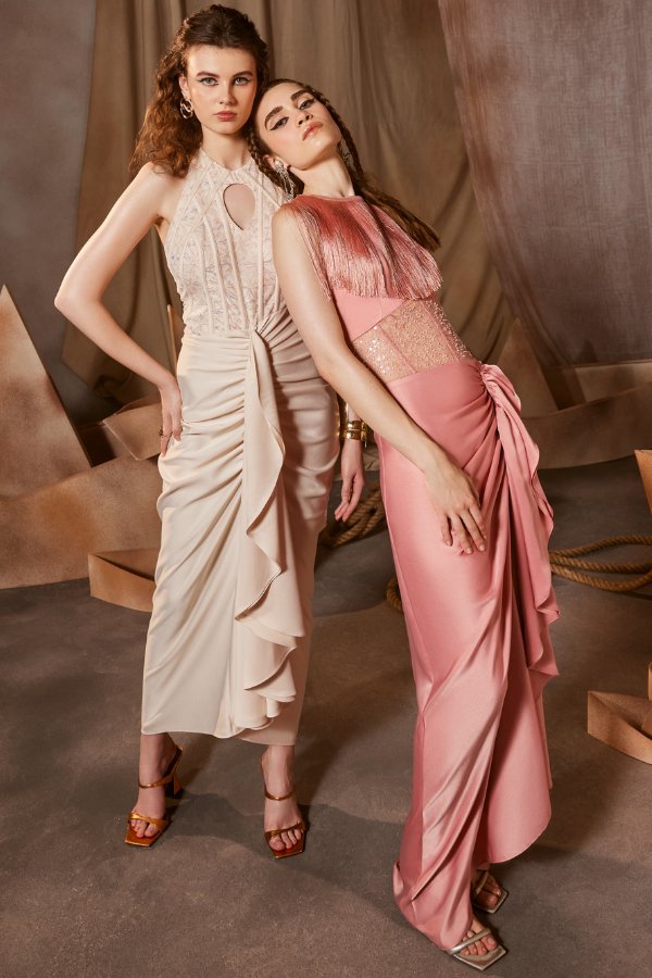 Sara Draped Fringe Dress - Zabella