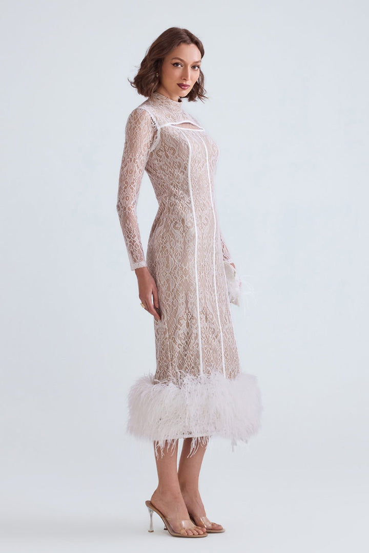 Sara Lace Feather Midi - Zabella