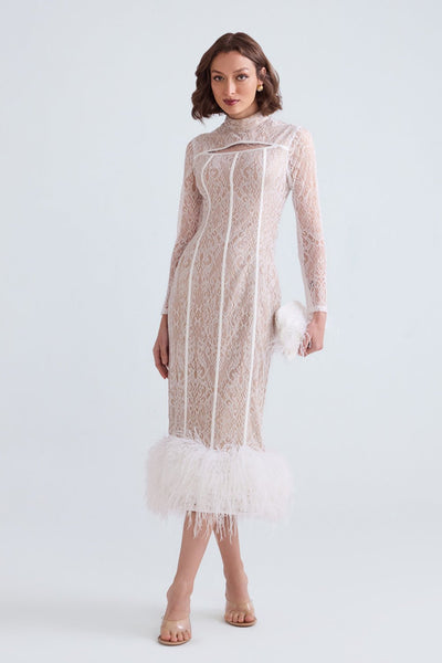 Sara Lace Feather Midi - Zabella
