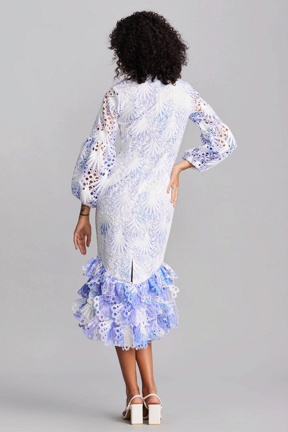 Scalloped Lavender Midi Dress - Zabella