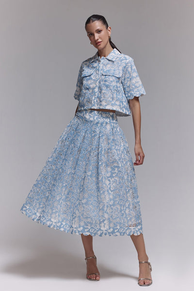 Sean Powder Blue Lace Skirt - Zabella