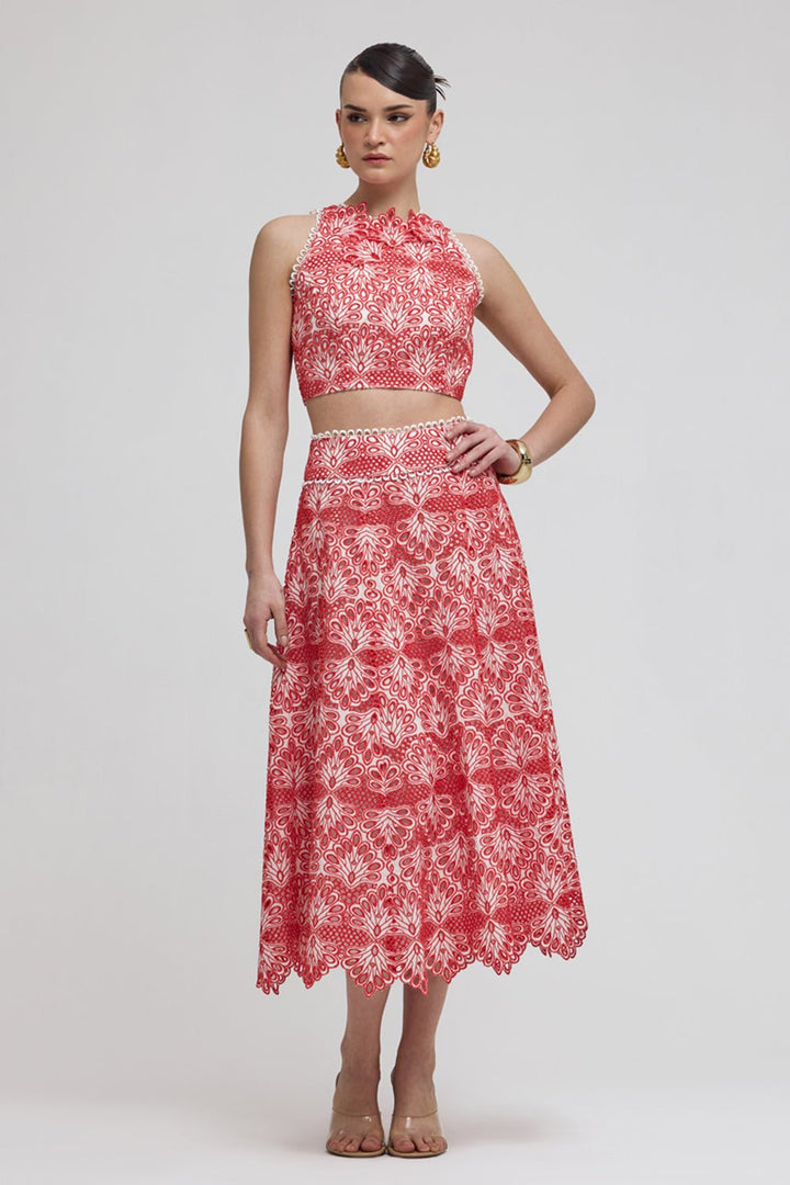 Sicily Red Lace Co - ord Set - Zabella