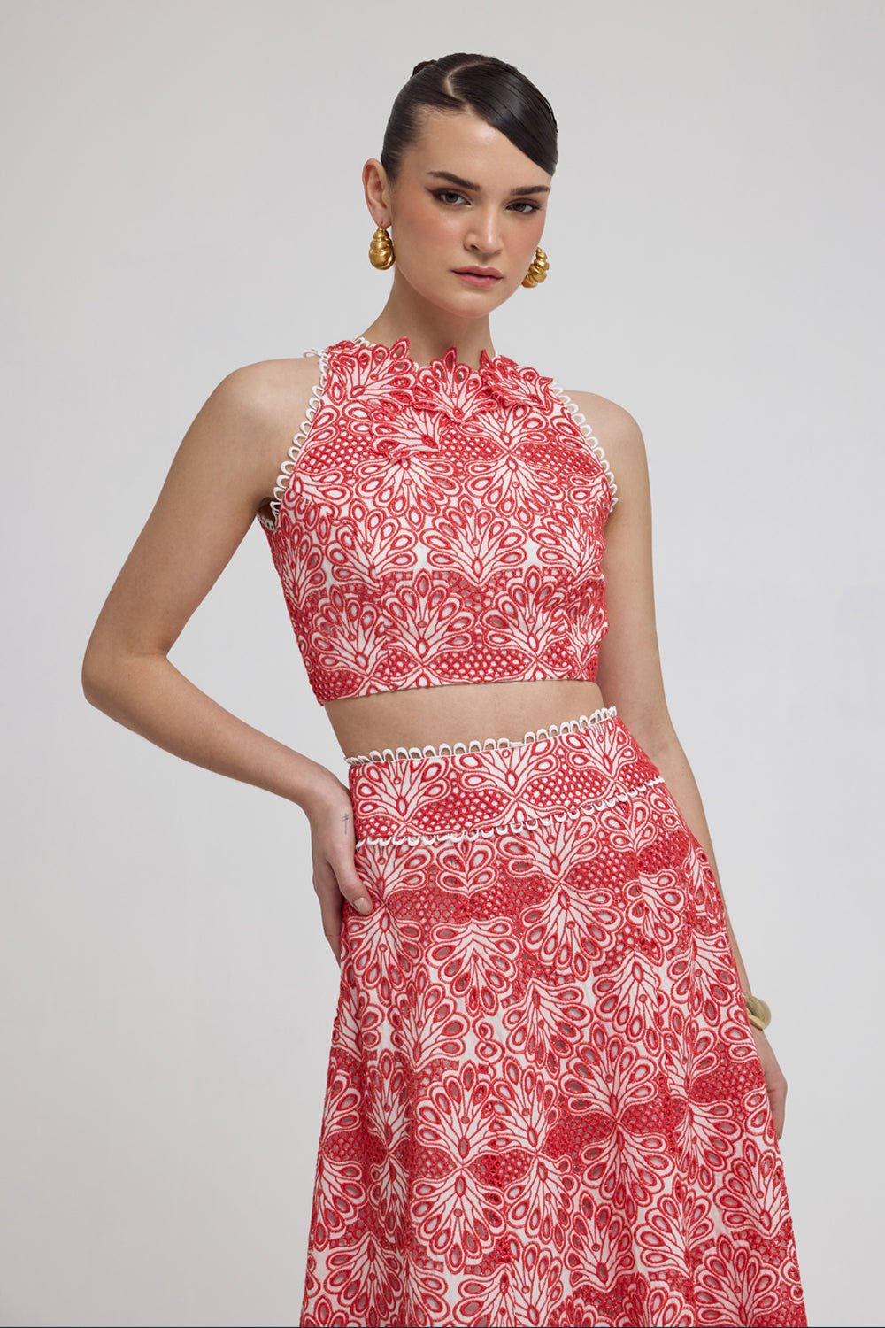 Sicily Red Lace Co - ord Set - Zabella