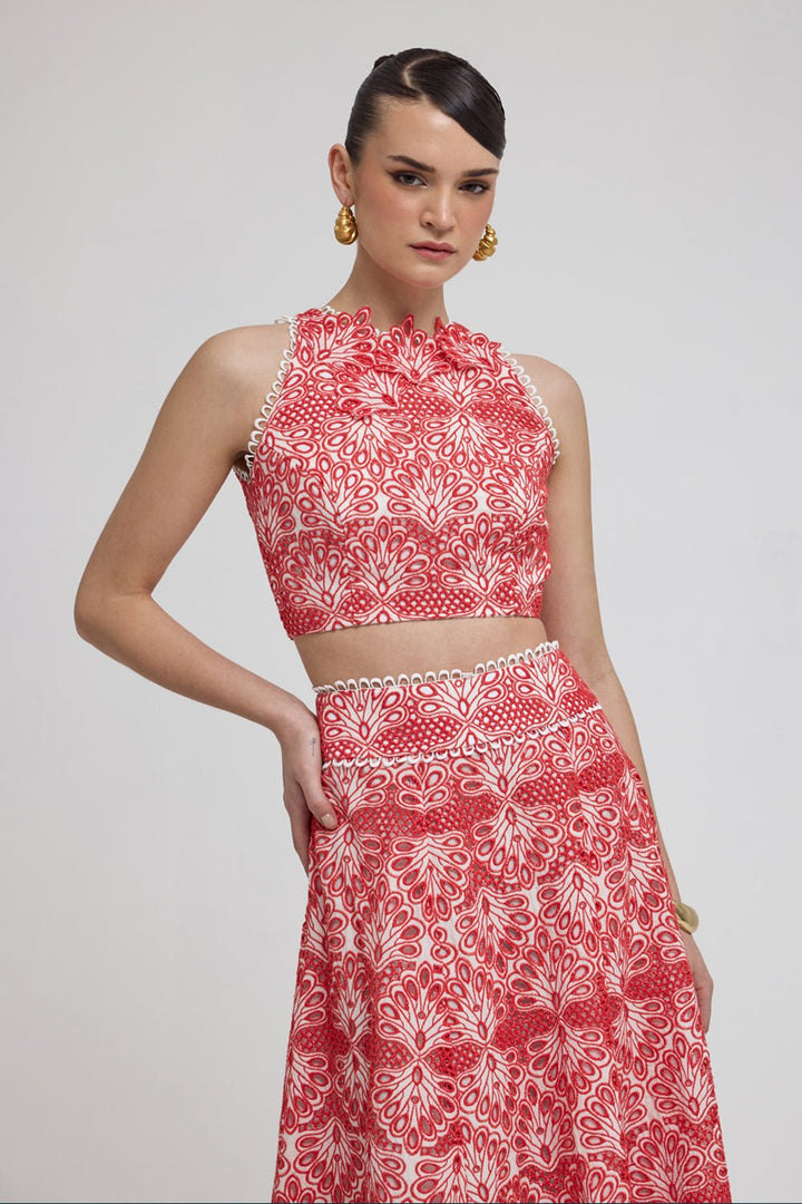 Sicily Red Lace Co - ord Set - Zabella