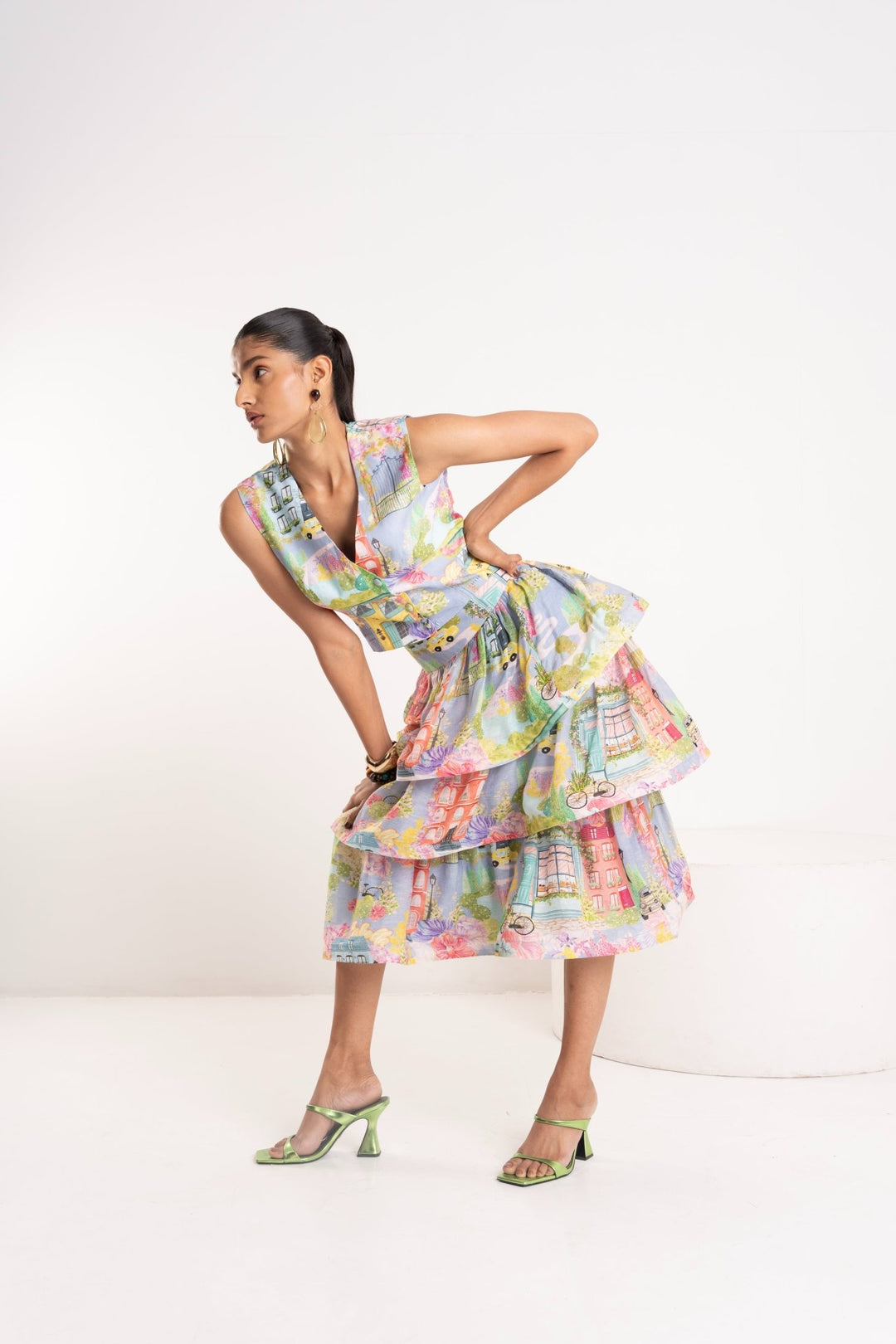 Street Print Waiscoat and Skirt Set - Zabella