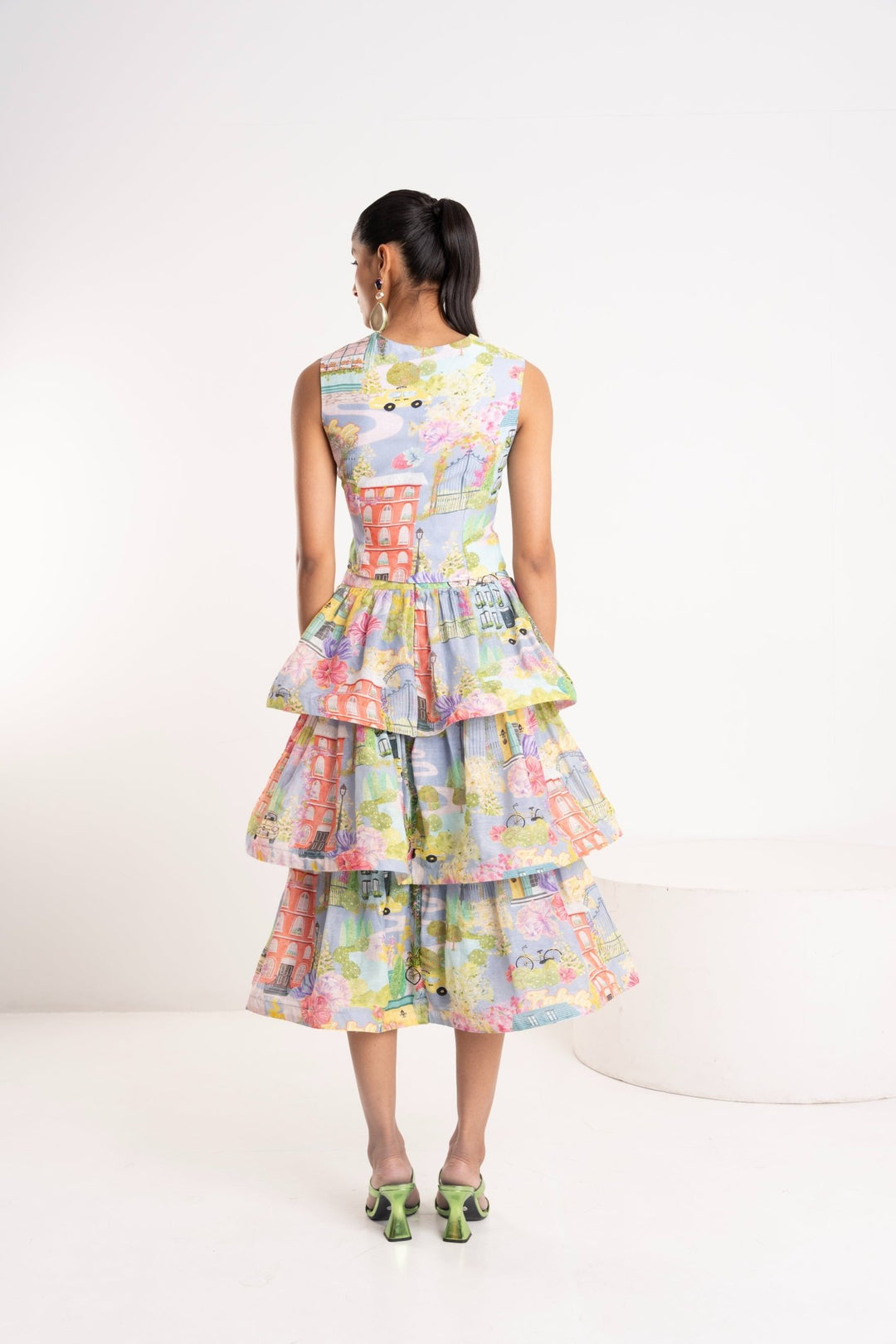 Street Print Waiscoat and Skirt Set - Zabella