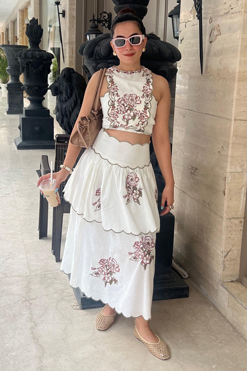 Sway Embroidered Linen Skirt & Top Set - Zabella