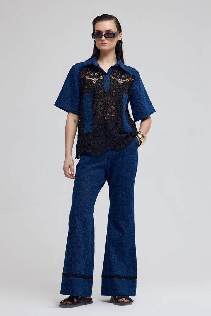 Sydney Denim And Lace Top - Zabella