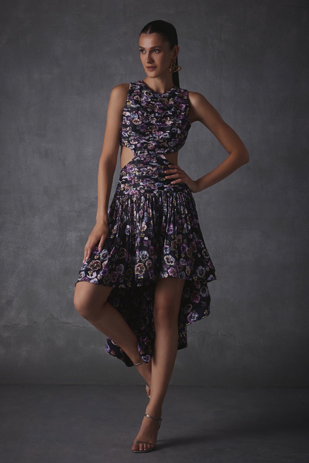 Tess Printed Satin Dress - Zabella