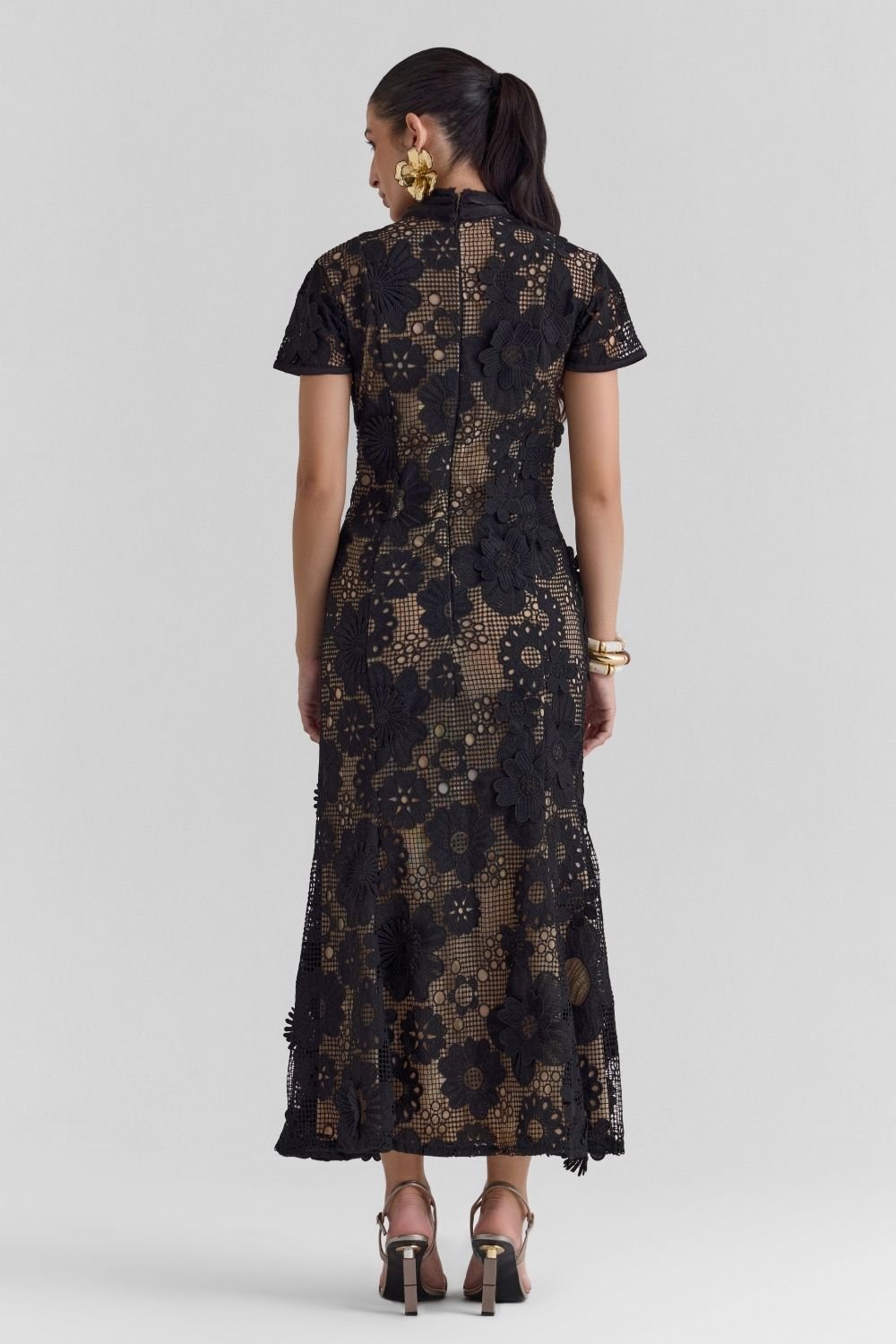 Velour Lace Midi Dress - Zabella