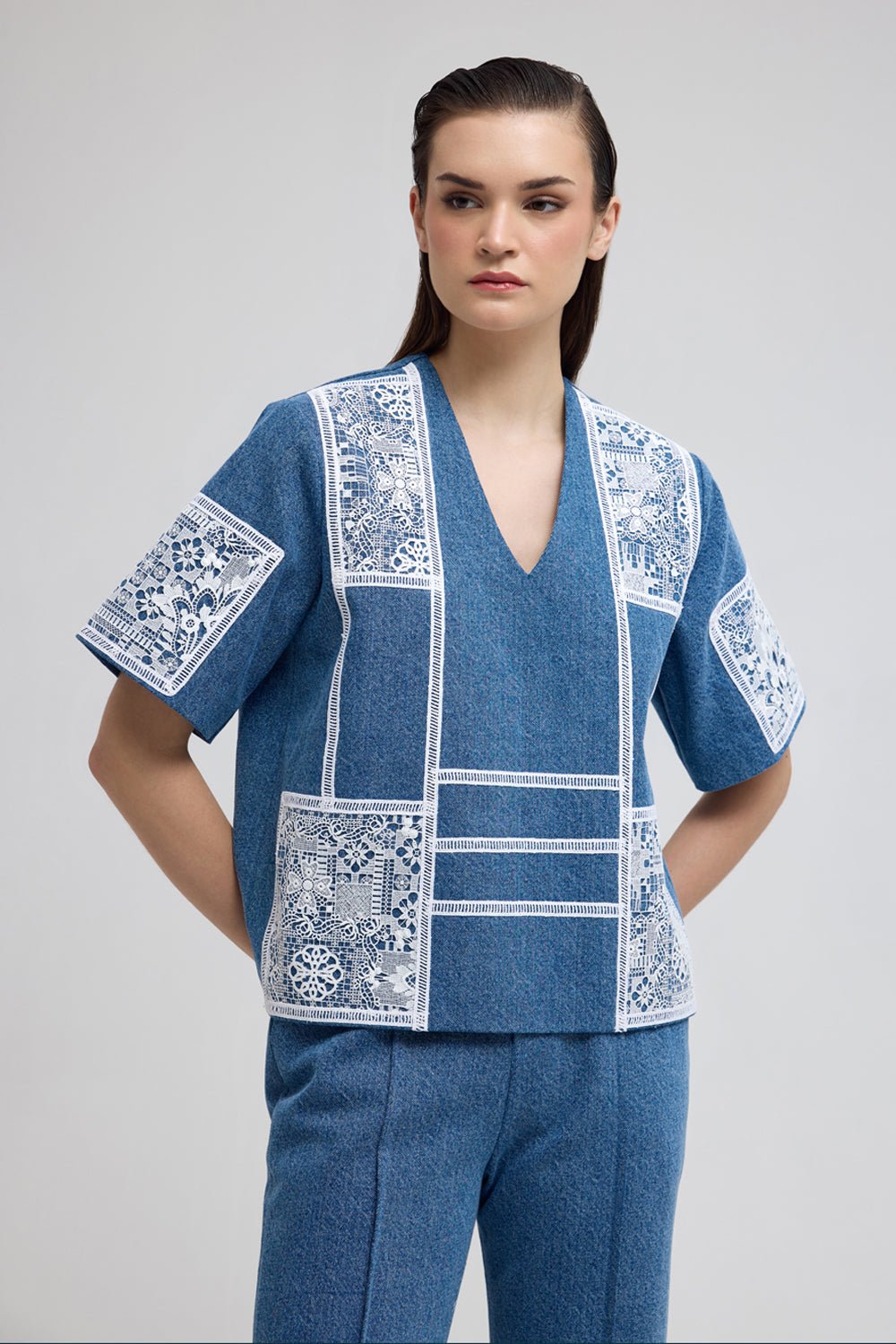 Victoria Denim and Lace Co - ord Set - Zabella