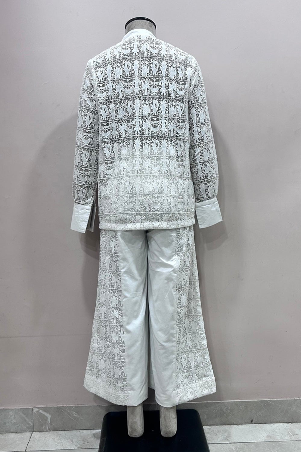 White Lace Panelled Co Ord Set - Zabella