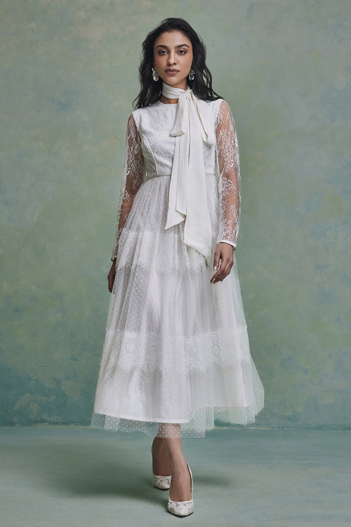 White Oasis Midi With Scarf - Zabella