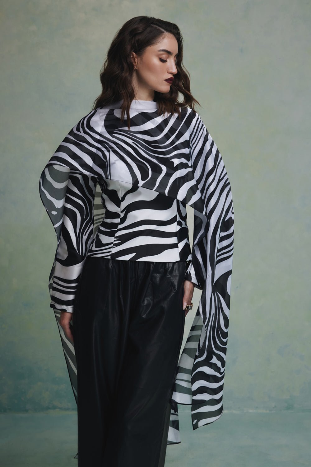 Wild Stripe Top With Cape - Zabella