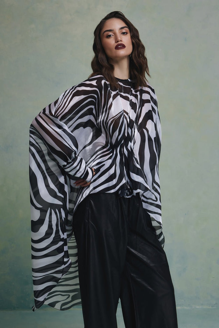 Wild Stripe Top With Cape - Zabella