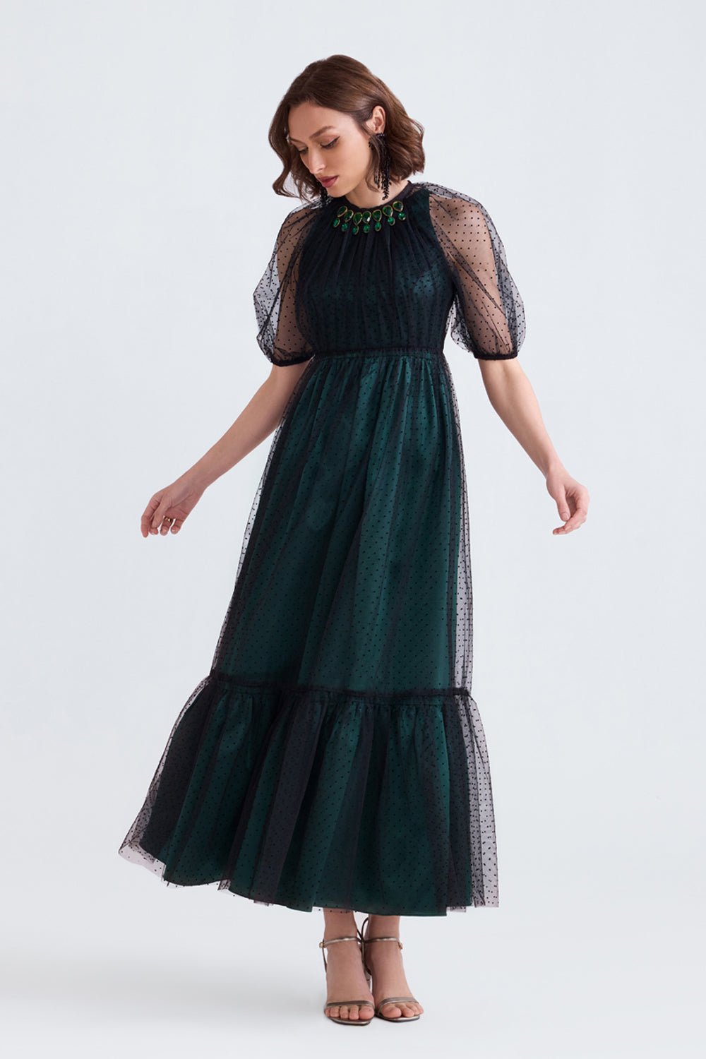 Yara Satin and Tulle Maxi Dress - Zabella