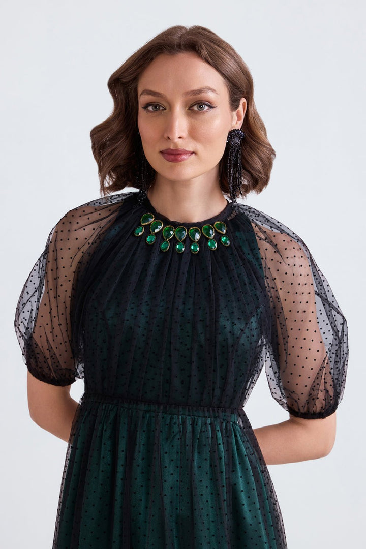 Yara Satin and Tulle Maxi Dress - Zabella