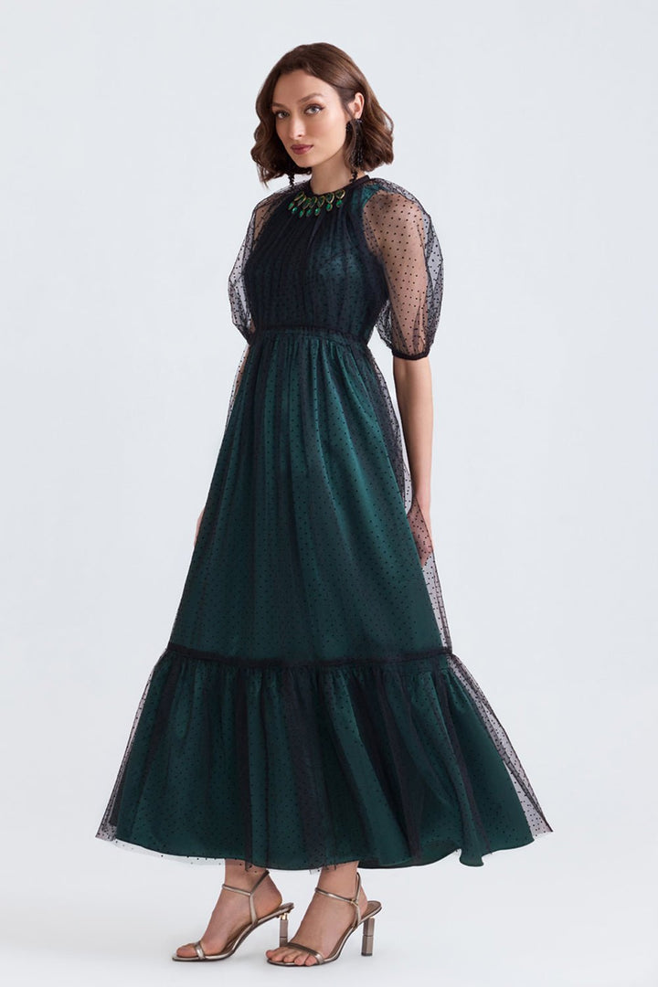 Yara Satin and Tulle Maxi Dress - Zabella