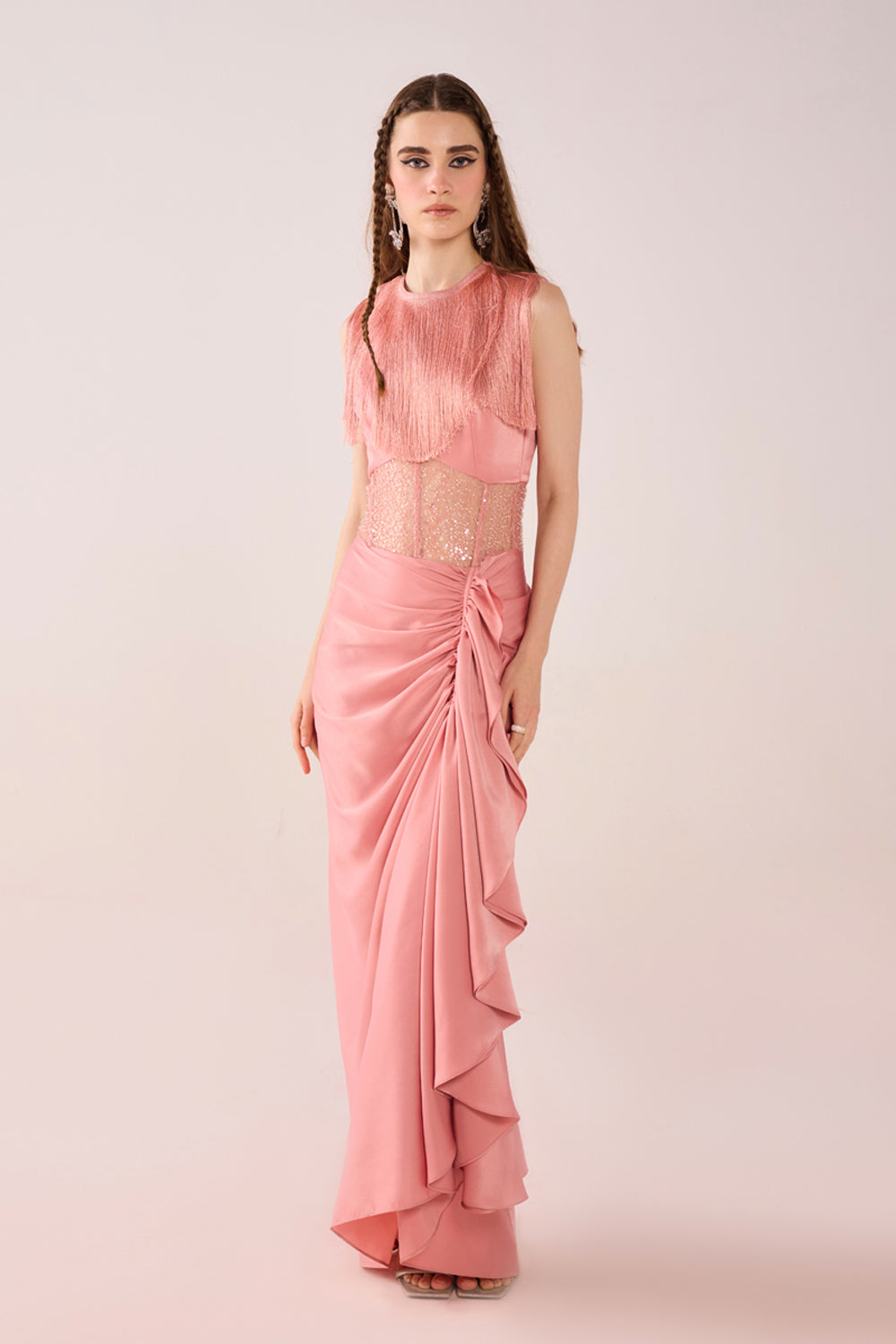 Sara Draped Fringe Dress