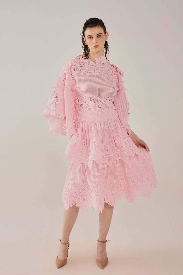 Scallop Pink Layered Top and Skirt