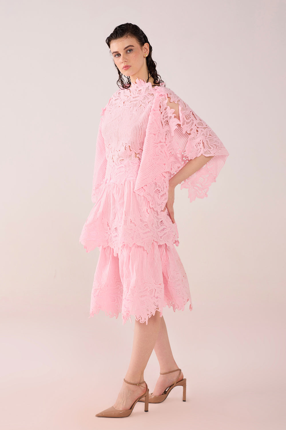 Scallop Pink Layered Top and Skirt