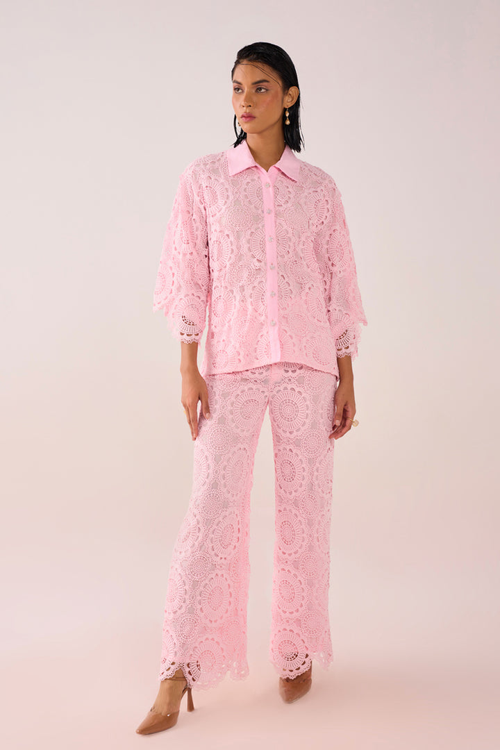 Pink Flora Lace Co Ord Set