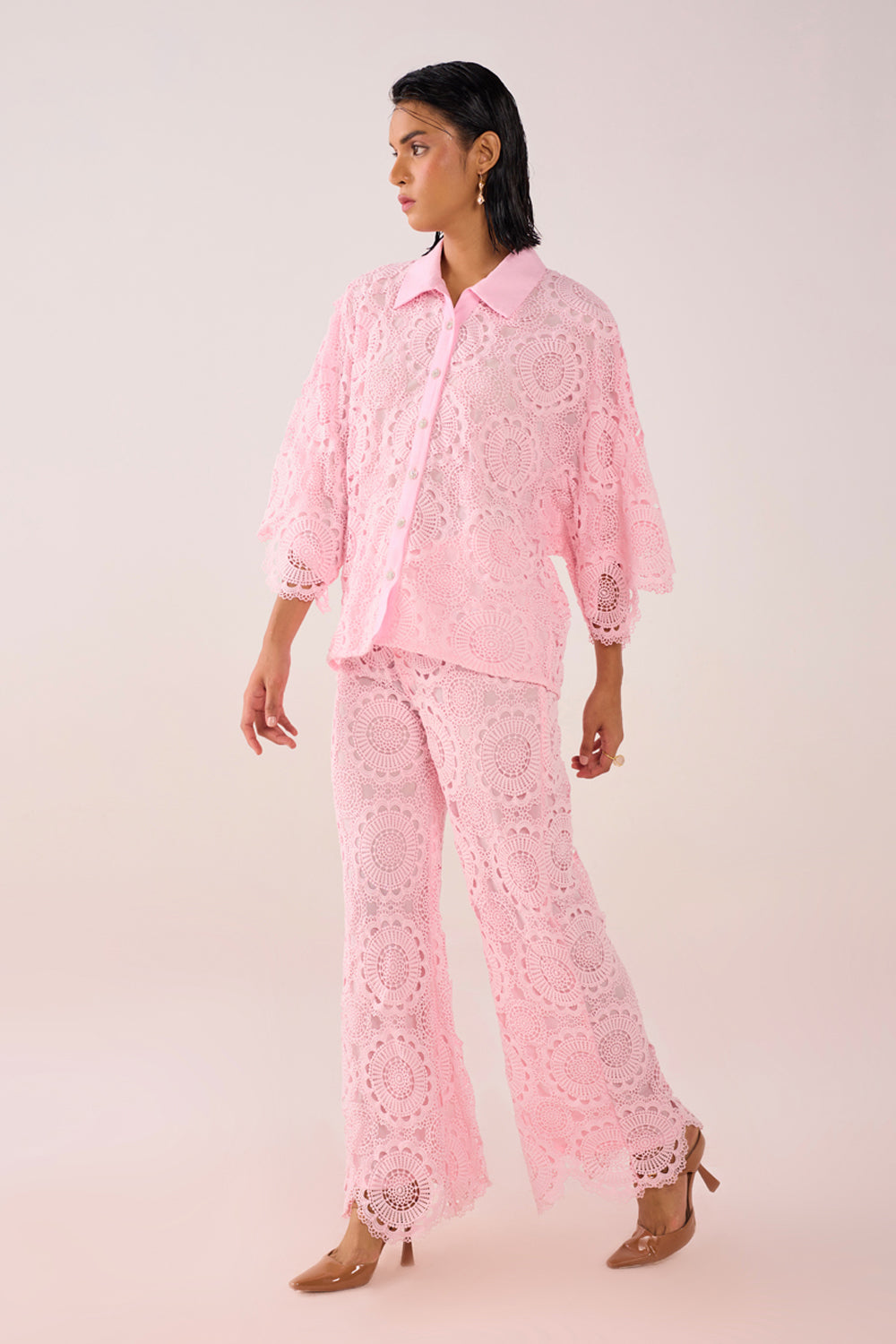 Pink Flora Lace Co Ord Set