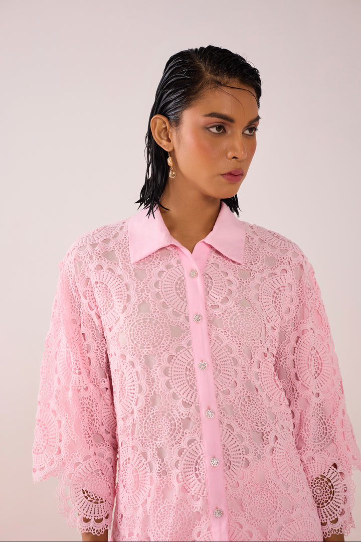 Pink Flora Lace Co Ord Set