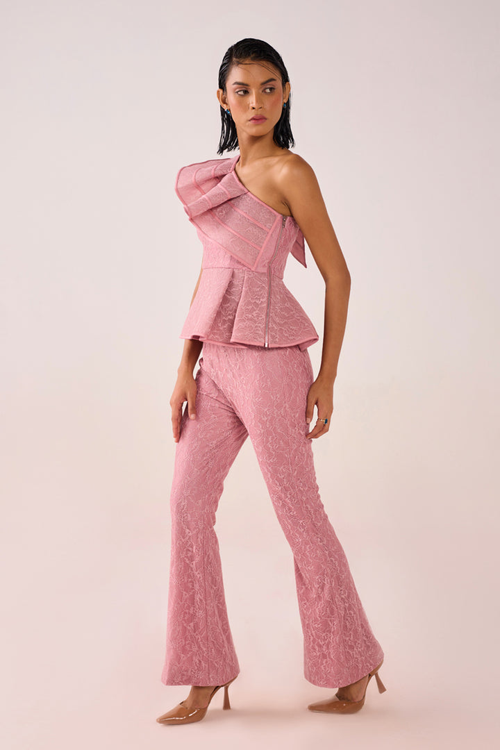 Salmon Pink Lace Co Ord Set