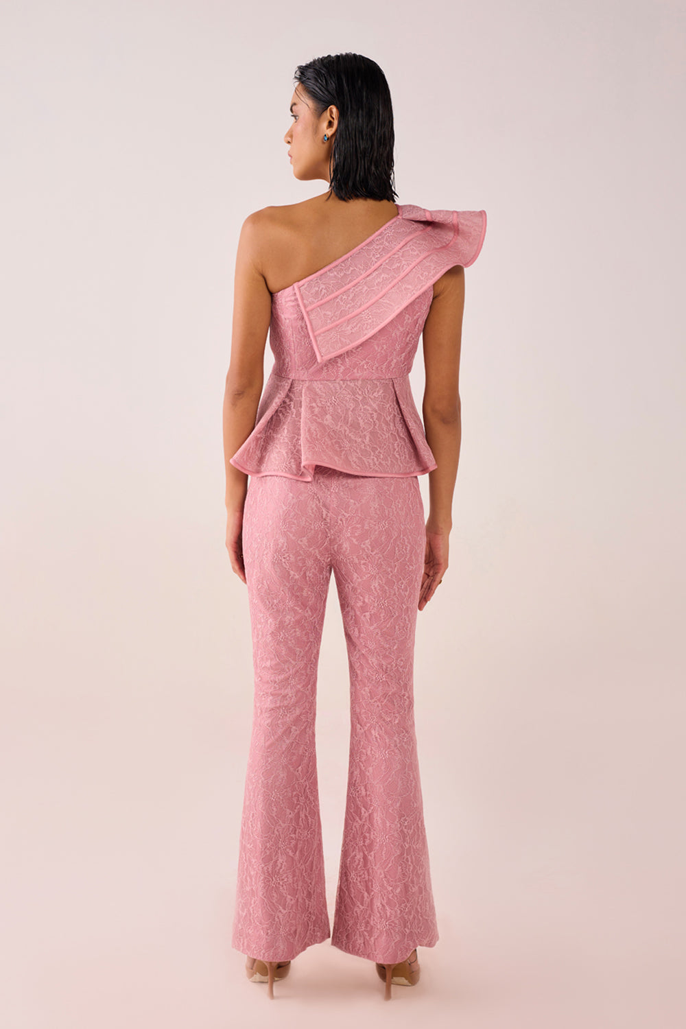Salmon Pink Lace Co Ord Set