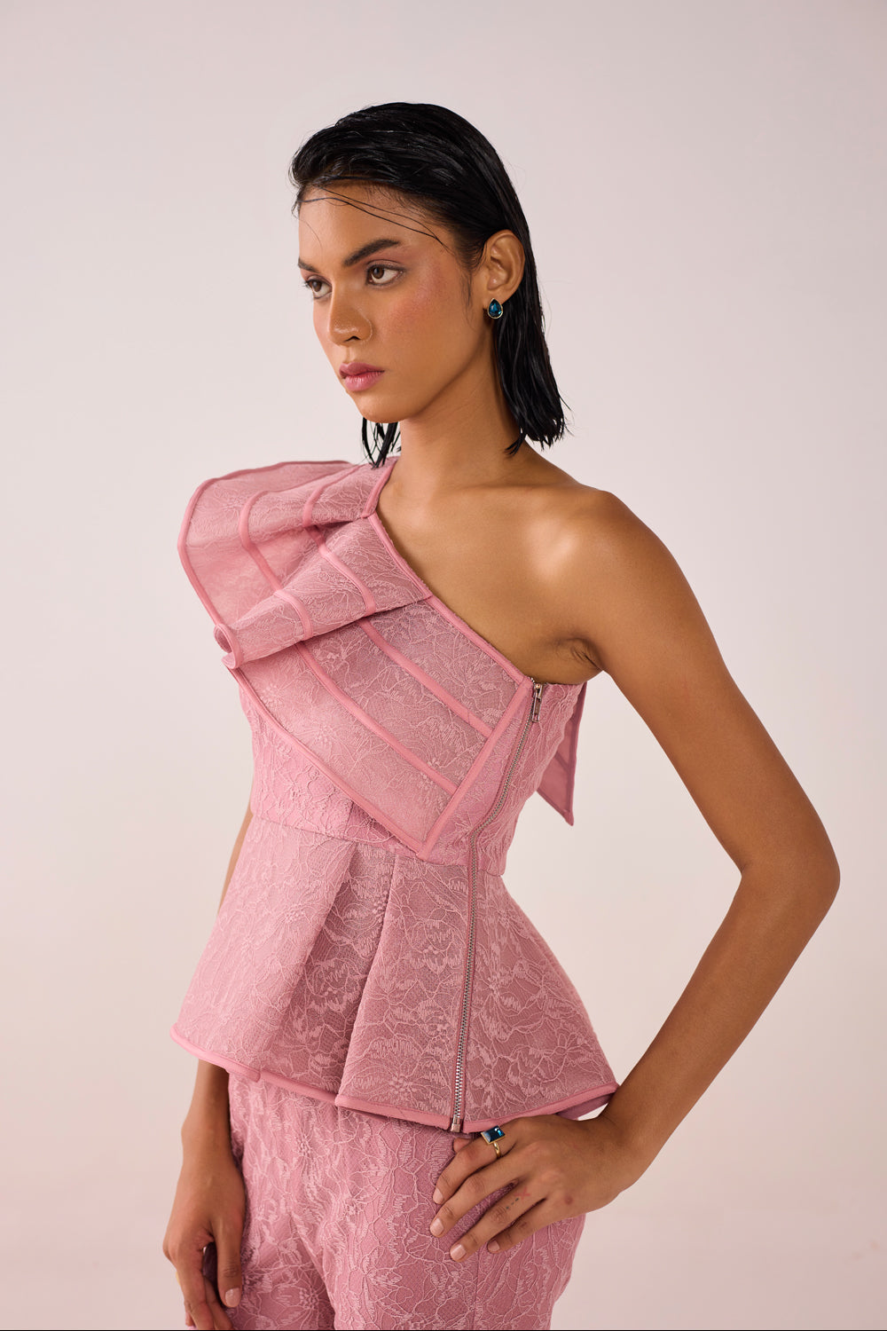 Salmon Pink Lace Co Ord Set