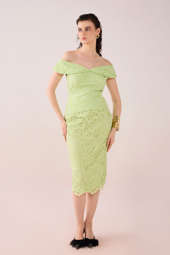 Mint Lace Scalloped Co Ord Set