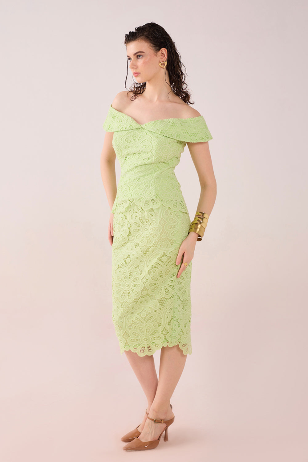 Mint Lace Scalloped Co Ord Set