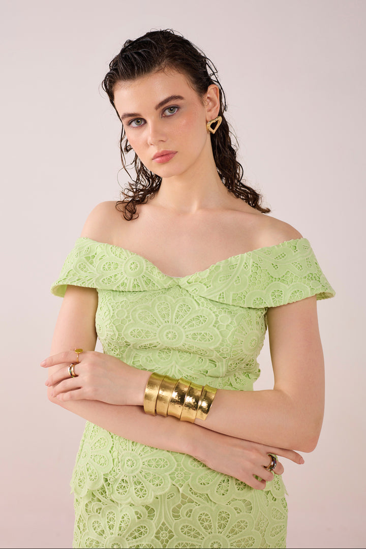 Mint Lace Scalloped Co Ord Set